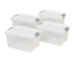 Quatre boîtes de rangement transparentes avec couvercles