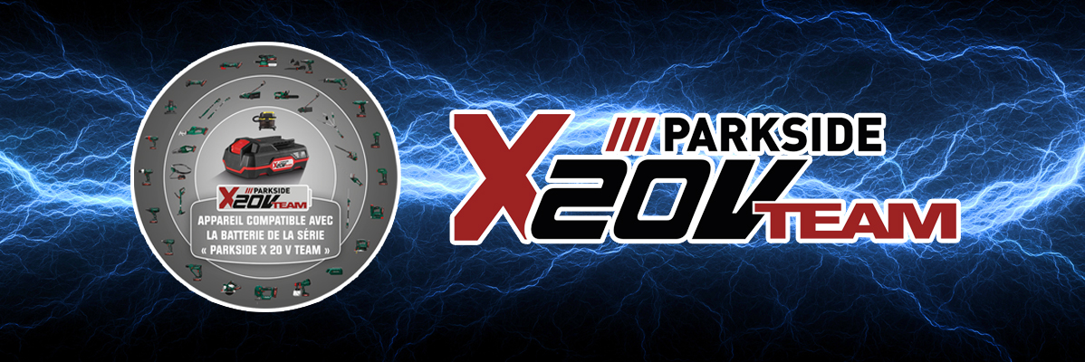 Outils Parkside X20V Team : batterie et accessoires.