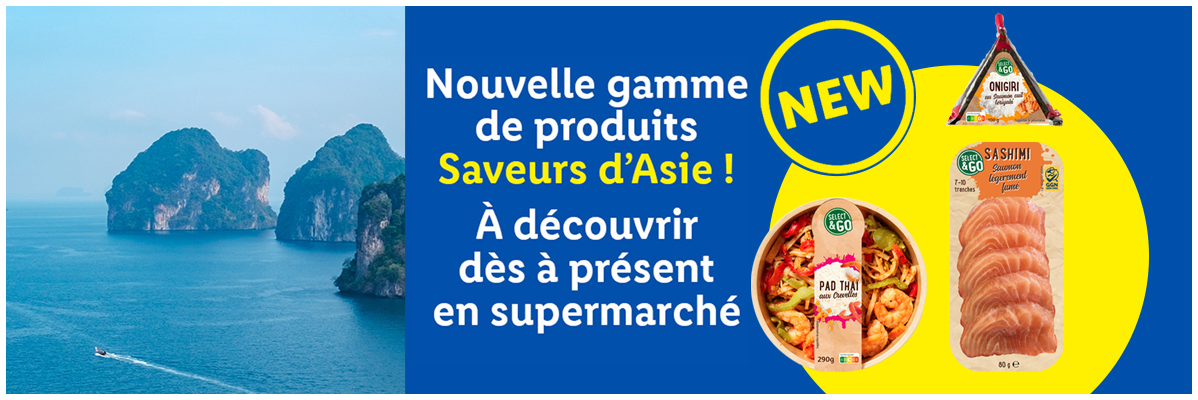 Nouveaux produits Select & Go aux saveurs d'Asie : sashimi, Pad Thai.