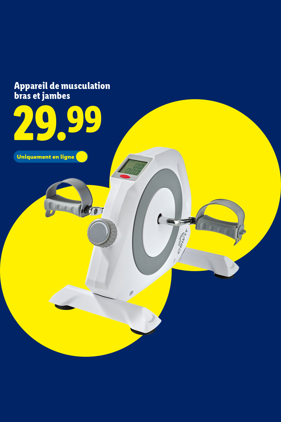 Appareil de musculation bras et jambes à 29.99€, disponible en ligne.
