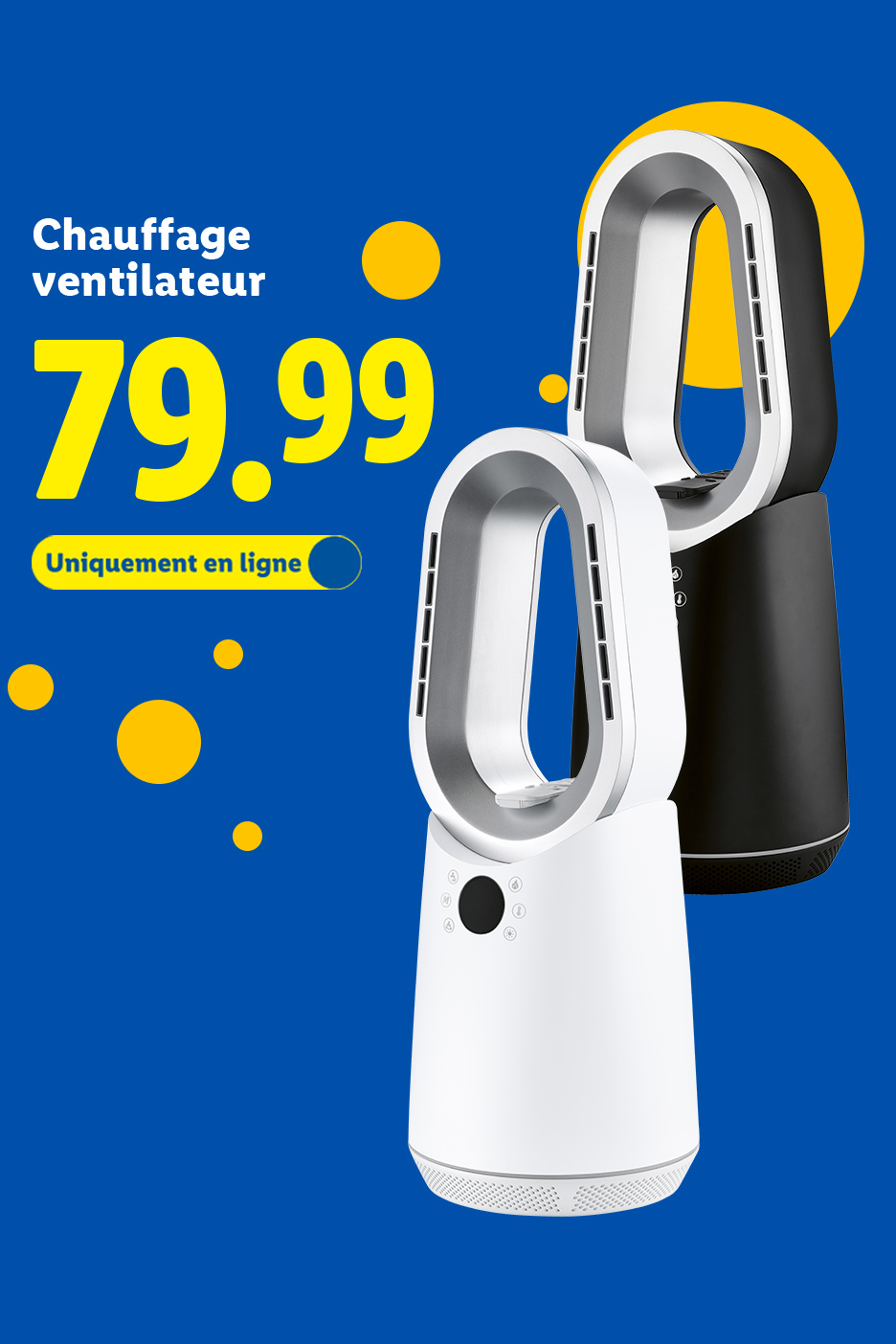 Chauffage ventilateur à 79.99€, disponible en ligne à partir du 01/12.