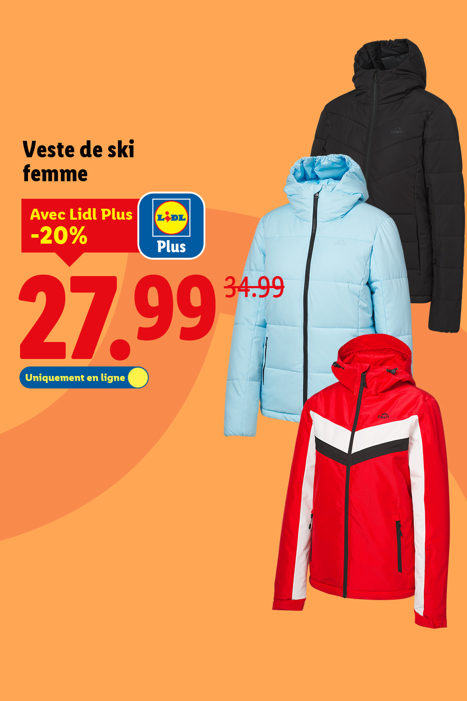 20% avec votre coupon Lidl Plus sur notre sélections ski exclusivement sur Lidl.fr