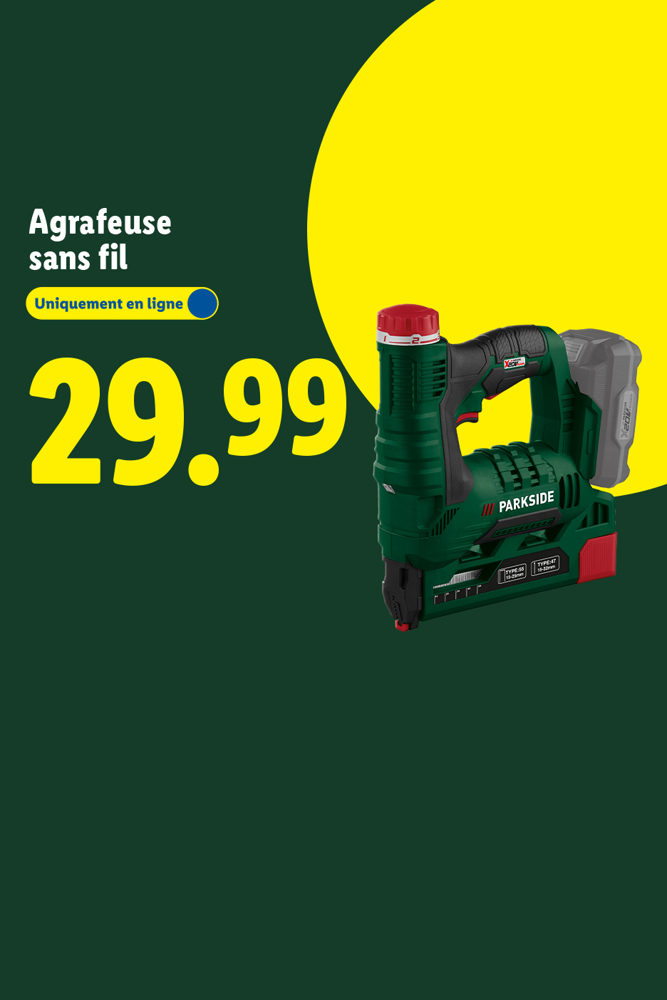 Agrafeuse sans fil à 29,99 €