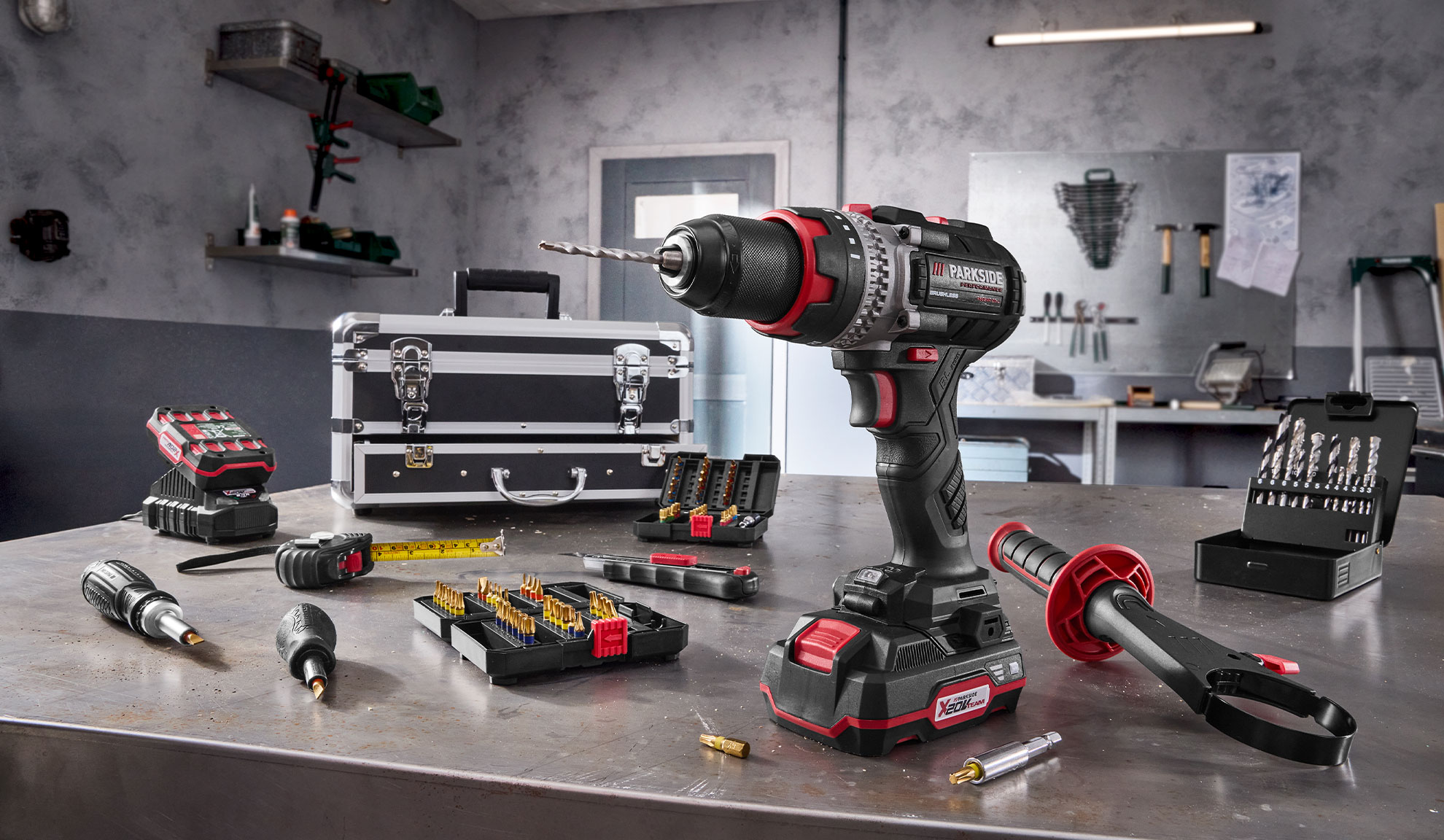 Parkside cordless drill and tools