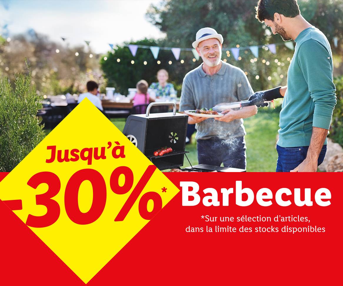 Jusqu'à -30% sur une sélection de barbecues.