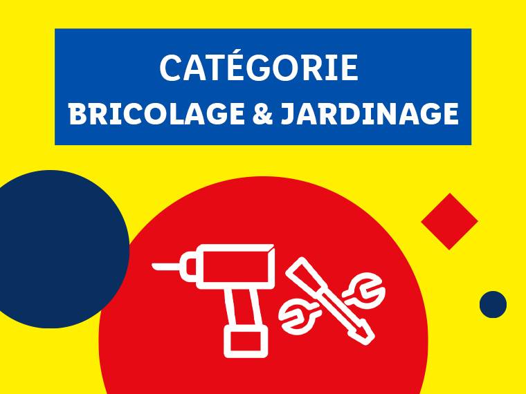 Catégorie Bricolage & Jardinage avec des icônes d'outils.