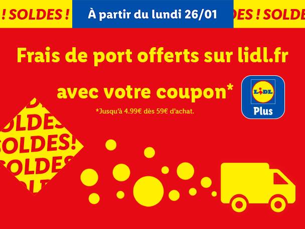 Frais de port offerts dès 59€ sur le site lidl.fr, avec votre coupon Lidl Plus