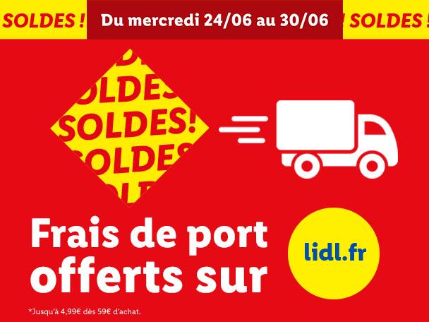Soldes du 24 au 30 juin avec livraison gratuite sur les commandes de plus de 59€.