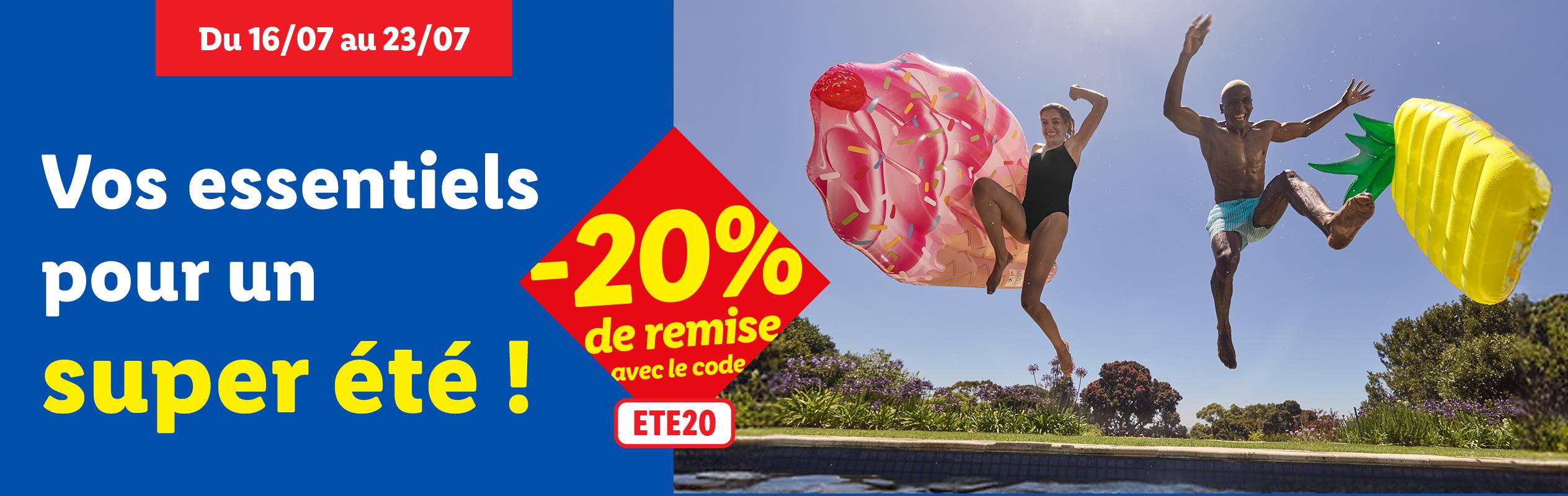 Une vente estivale de 20% sur les essentiels avec le code ETE20.