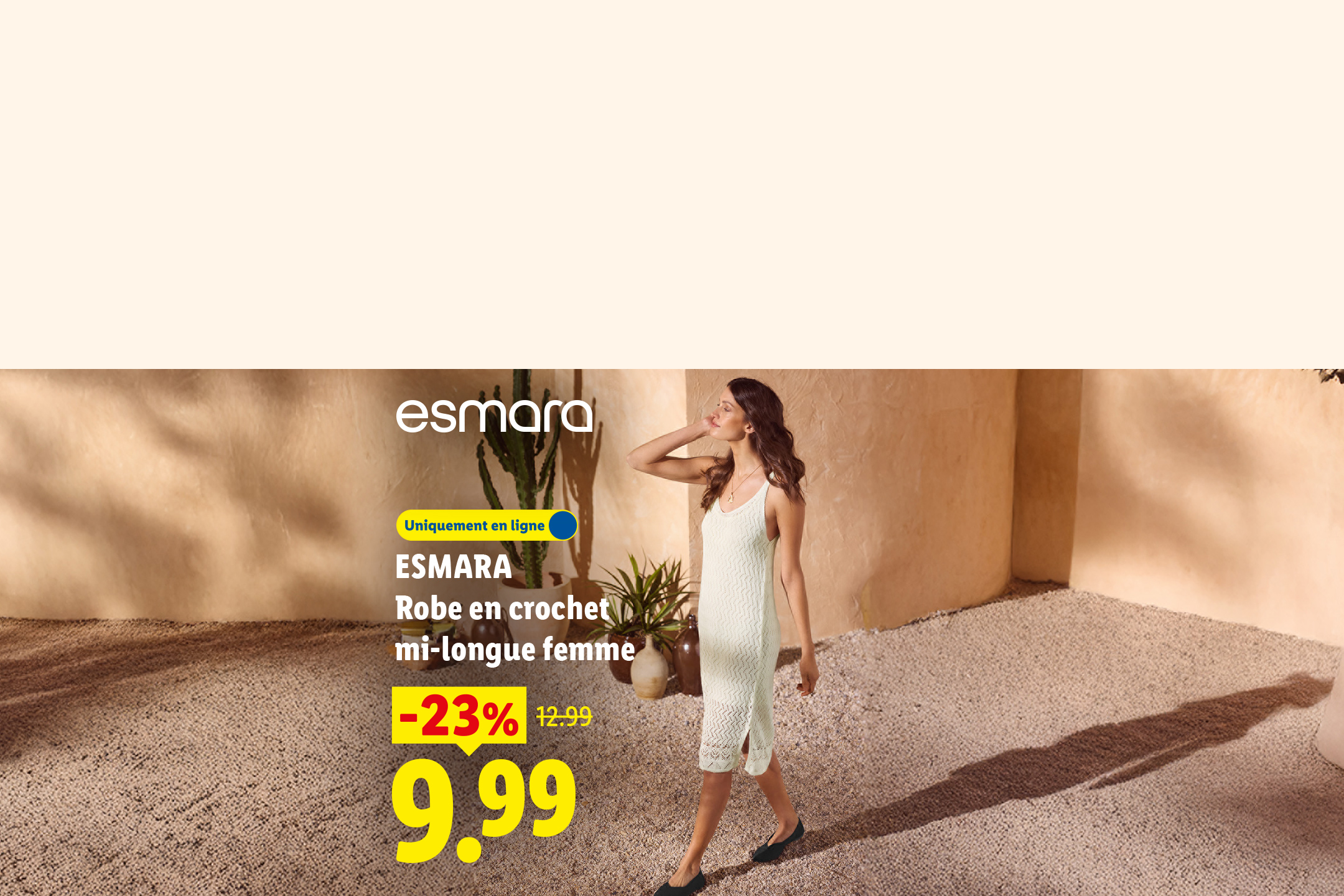 Robe mi-longue en crochet pour femme, disponible en ligne, à 9,99 € au lieu de 12,99 €.