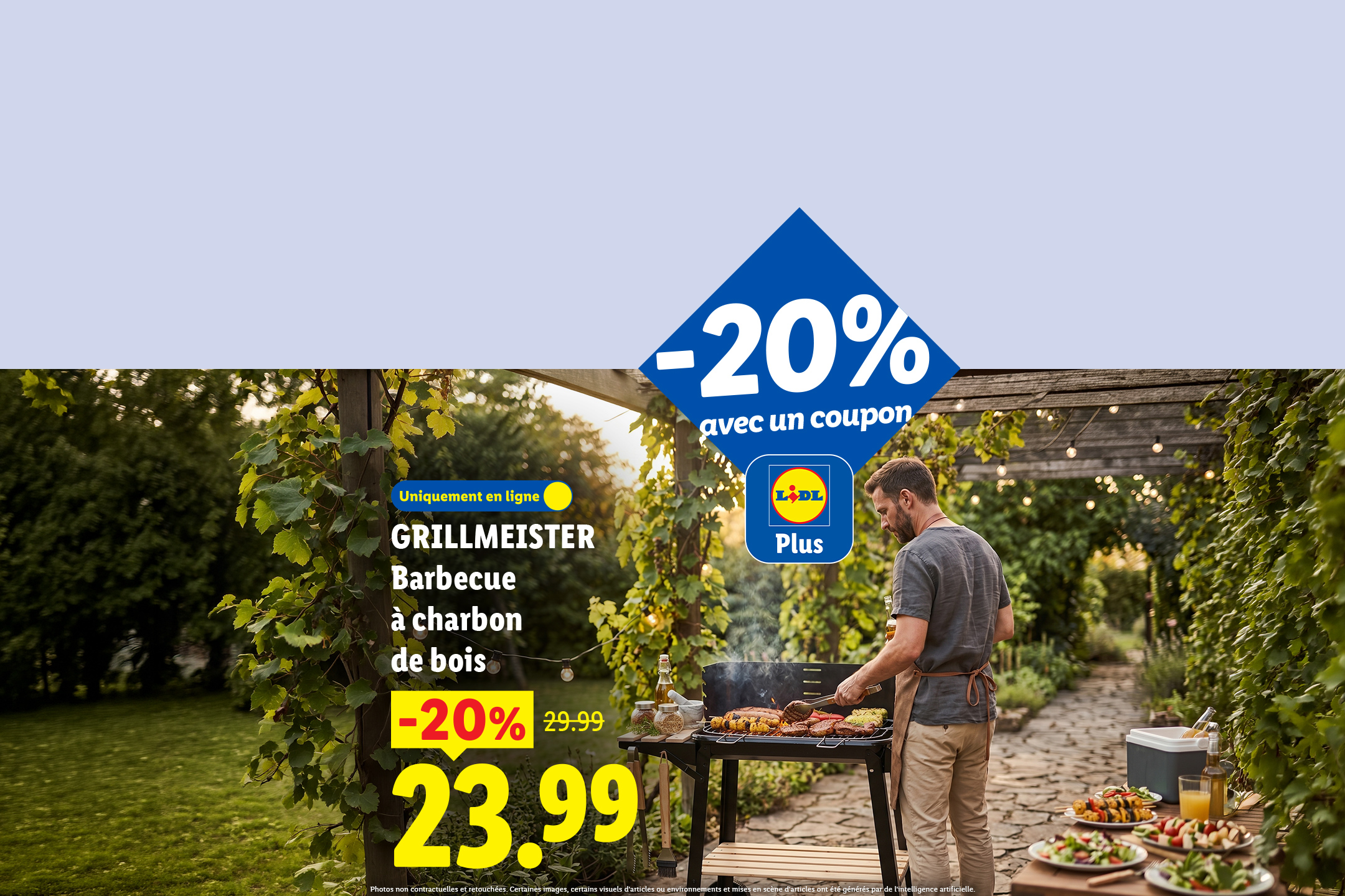 Pour la fête des pères, profitez d'un coupon Lidl Plus de -20% sur Un barbecue à charbon de bois, soit 23,99€ au lieu de 29,99€