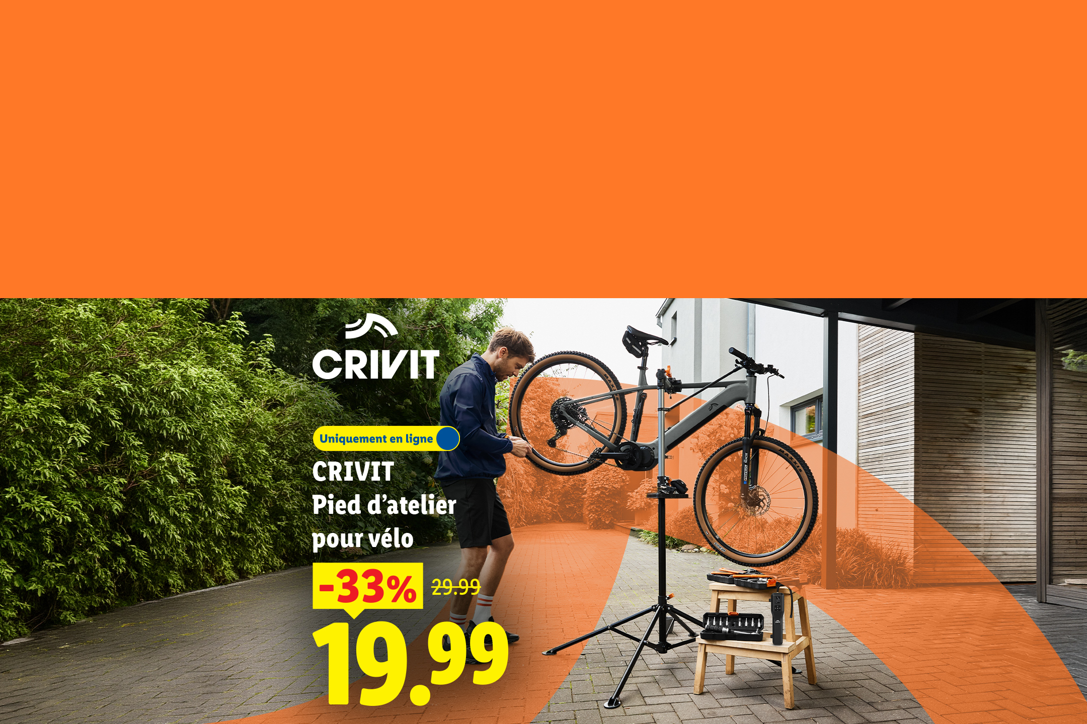 Pied d'atelier pour vélo à 19,99€ au lieu de 29,99€, uniquement en ligne