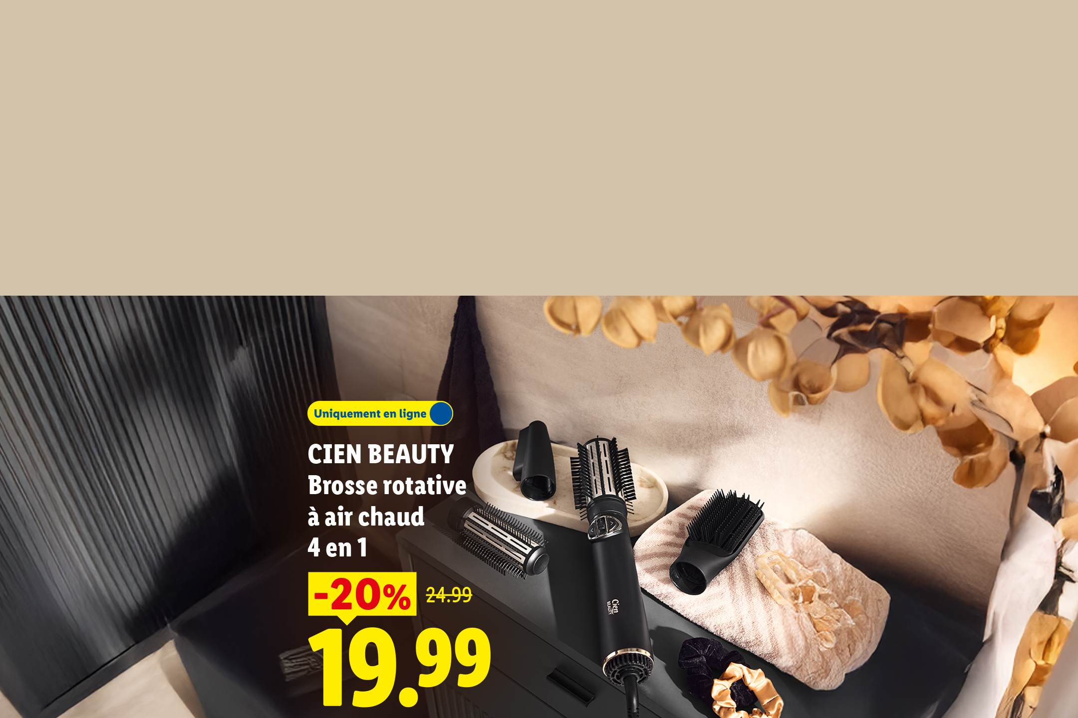Brosse rotative à air chaud 4 en 1  à 19,99€ au lieu de 24,99€ soit -20% de réduction sur lidl.fr