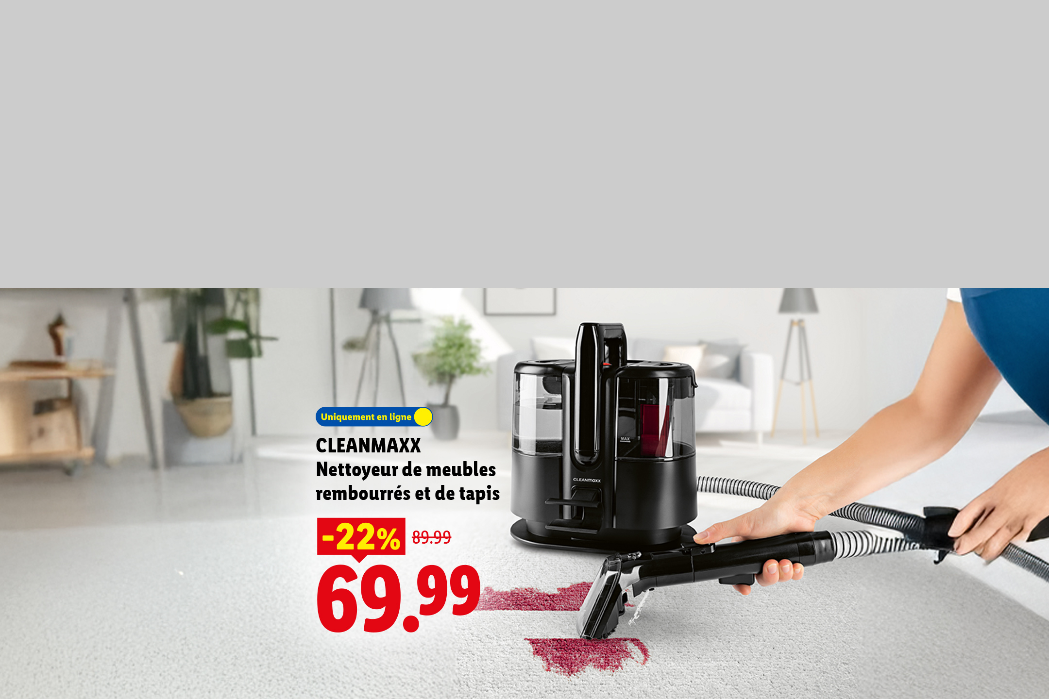Nettoyeur de meubles rembourrés et de tapis à 69,99€ au lieu de 89,99€ soit une réduction de -22% sur lidl.fr