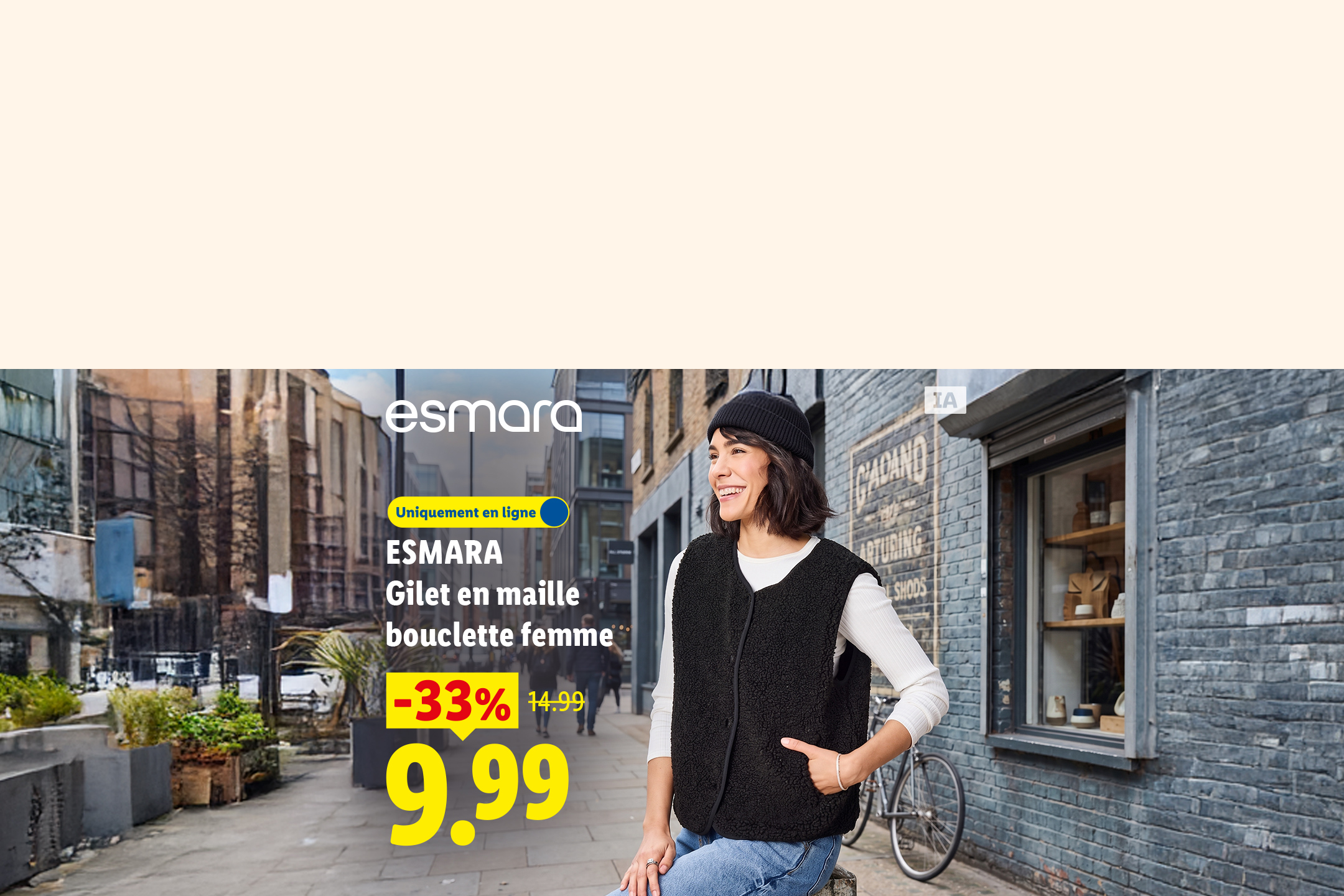 Gilet en maille bouclette femme à 9,99€ au lieu de 14,99€ soit une réduction de -33%