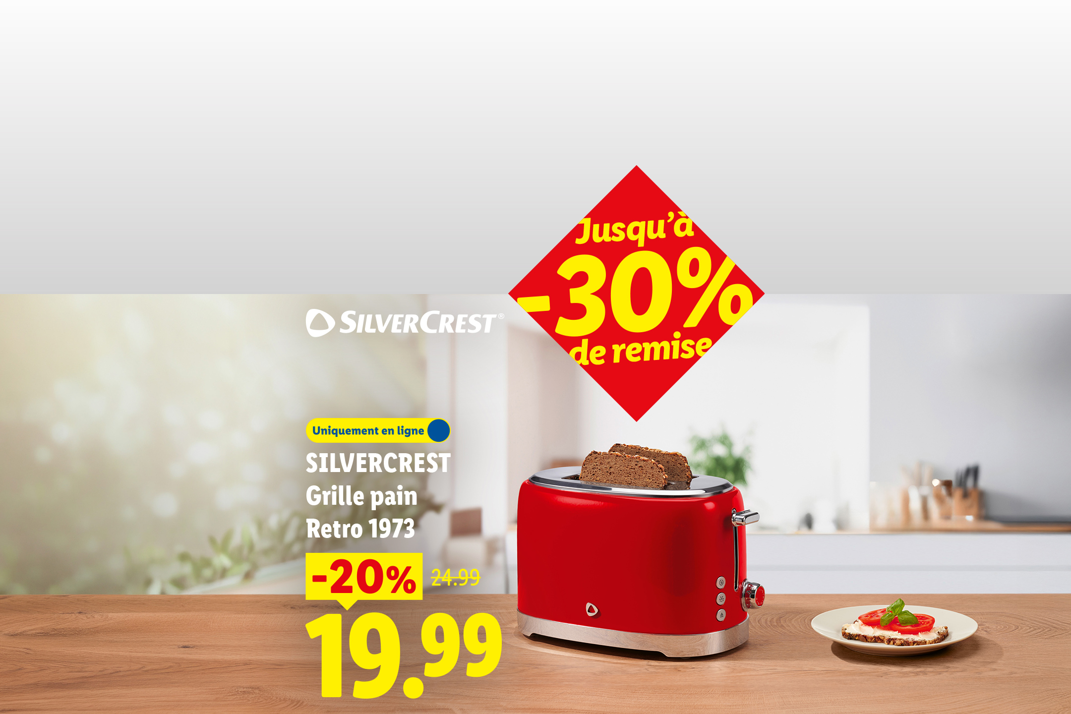 Grille-pain rouge rétro en promotion à -20%
