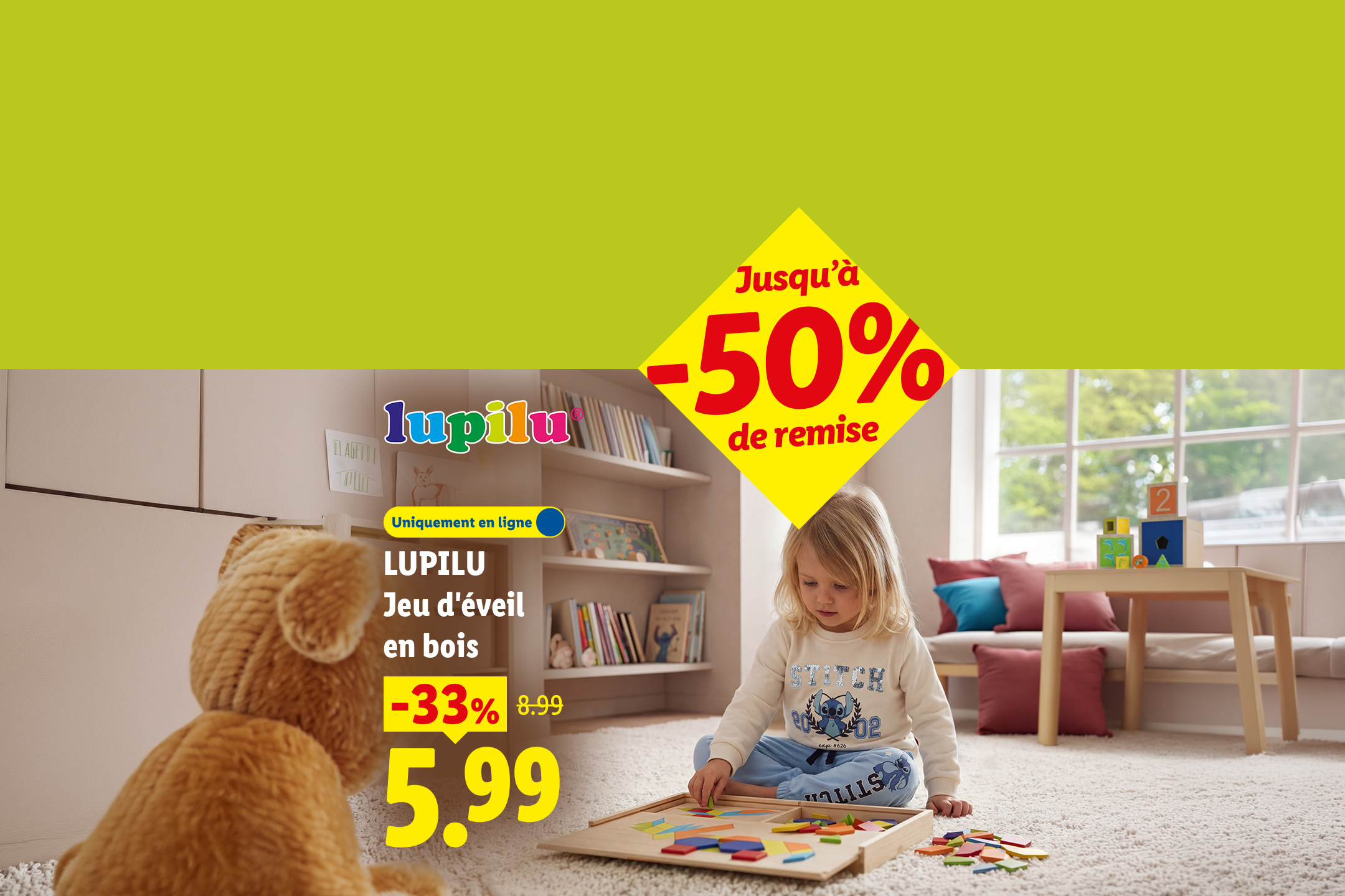 Jeu d'éveil en bois pour enfant à 5.99€ au lieu de 8.99€ soit 33% de réduction.