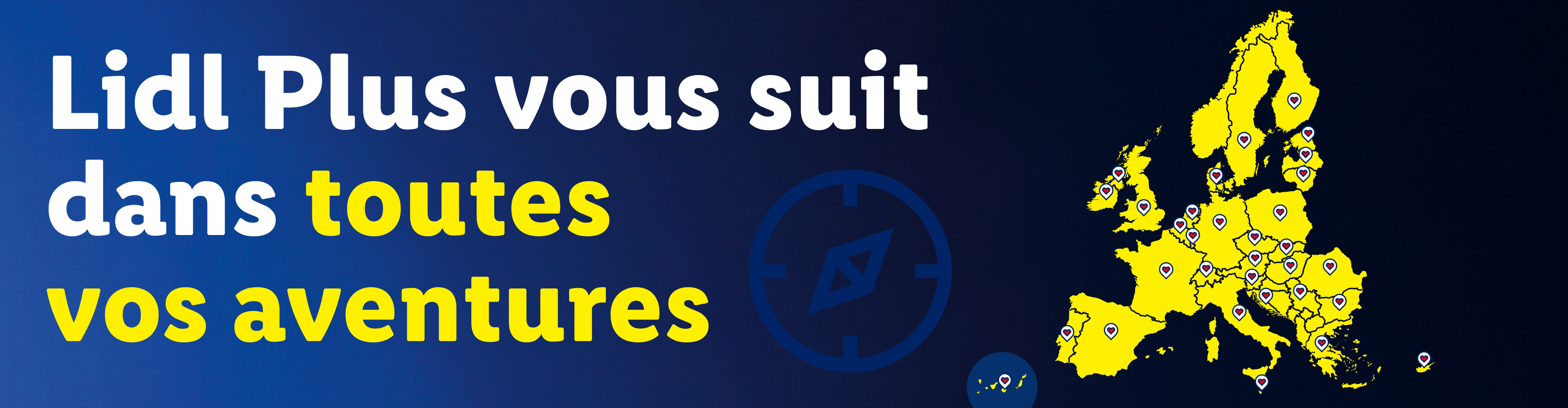 Lidl Plus vous suit dans toutes vos aventures, avec une carte de l'Europe.