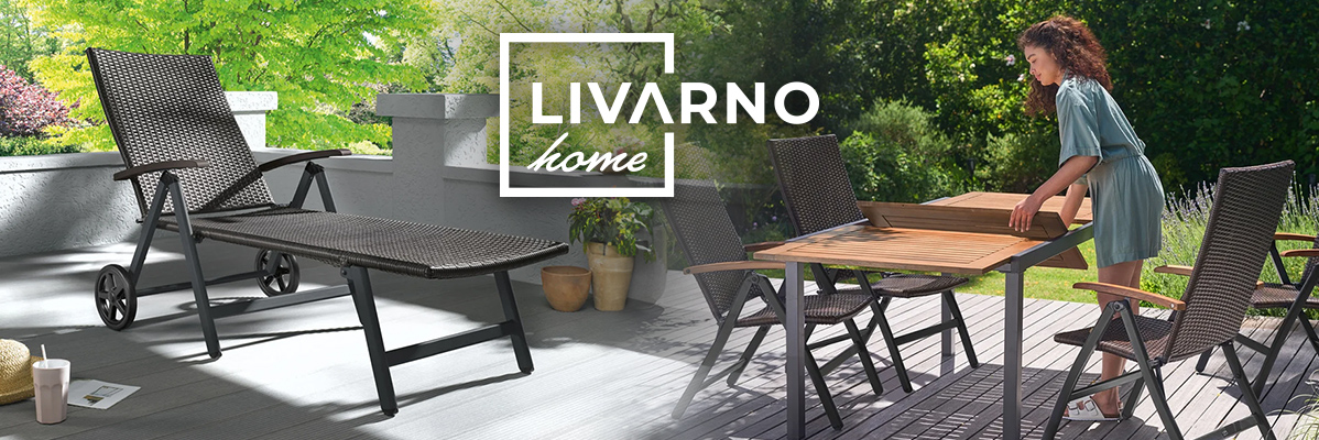 Chaise longue et table de jardin Livarno Home.