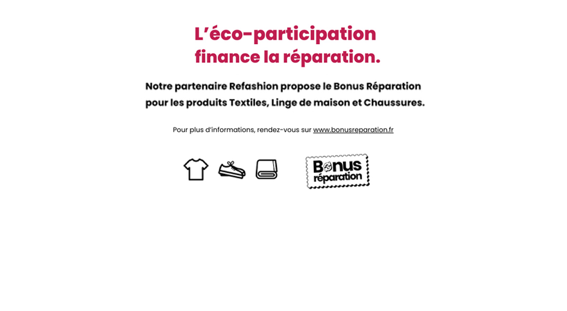 Réparation de vêtements, chaussures et linge de maison avec Bonus Réparation.