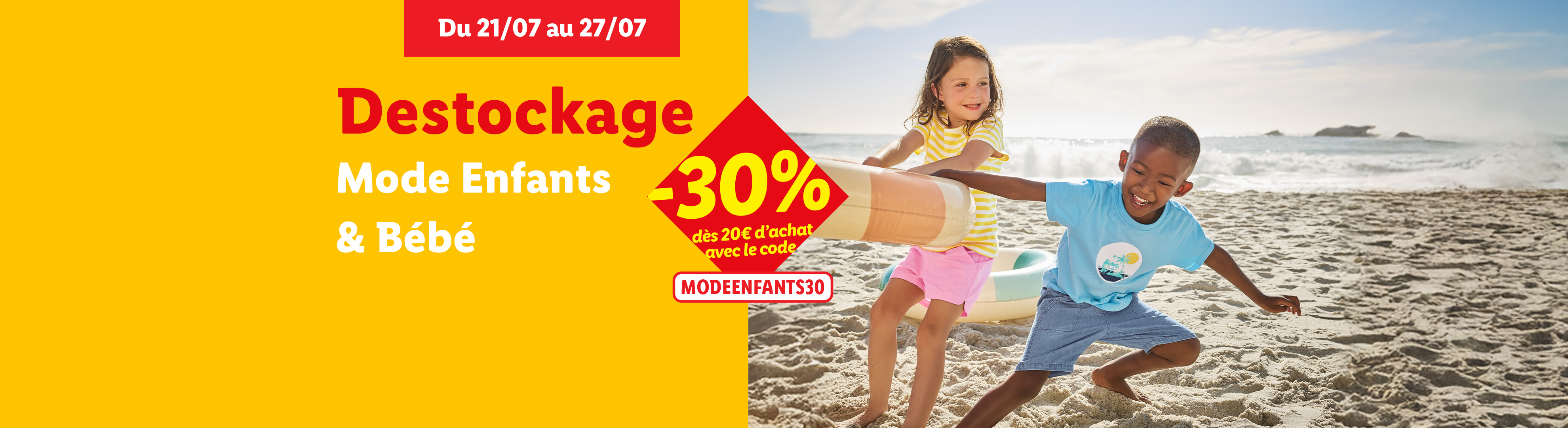 Soldes mode enfant et bébé : -30% dès 20€ avec le code MODEENFANTS30.