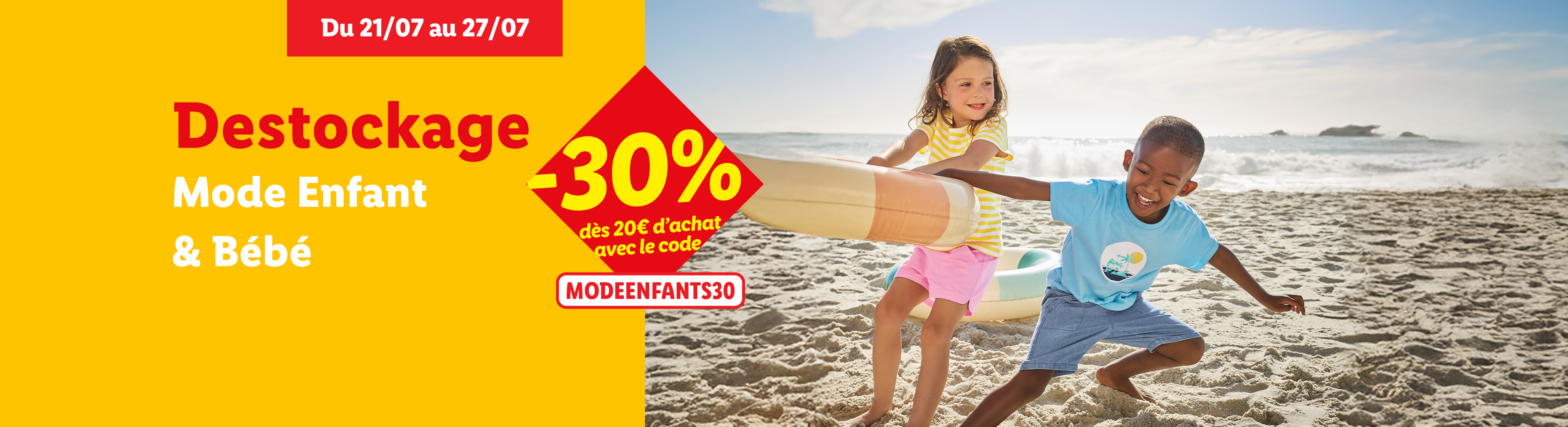 Soldes mode enfant et bébé : -30% dès 20€ avec le code MODEENFANTS30.