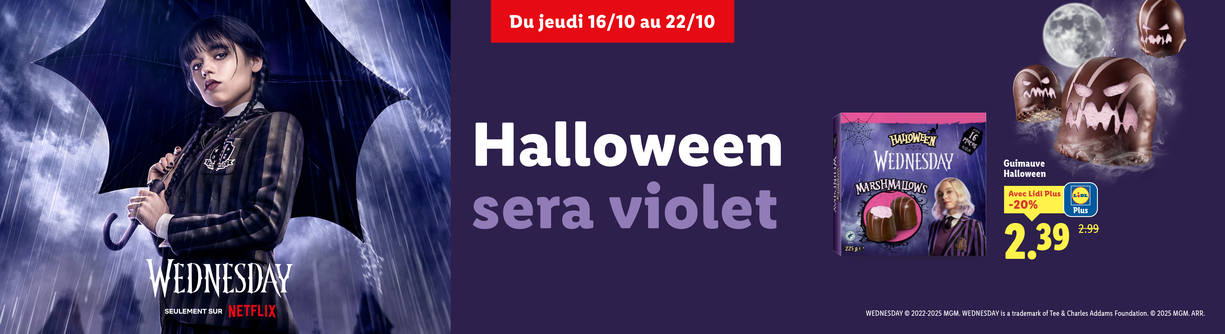 Halloween sera violet avec Wednesday