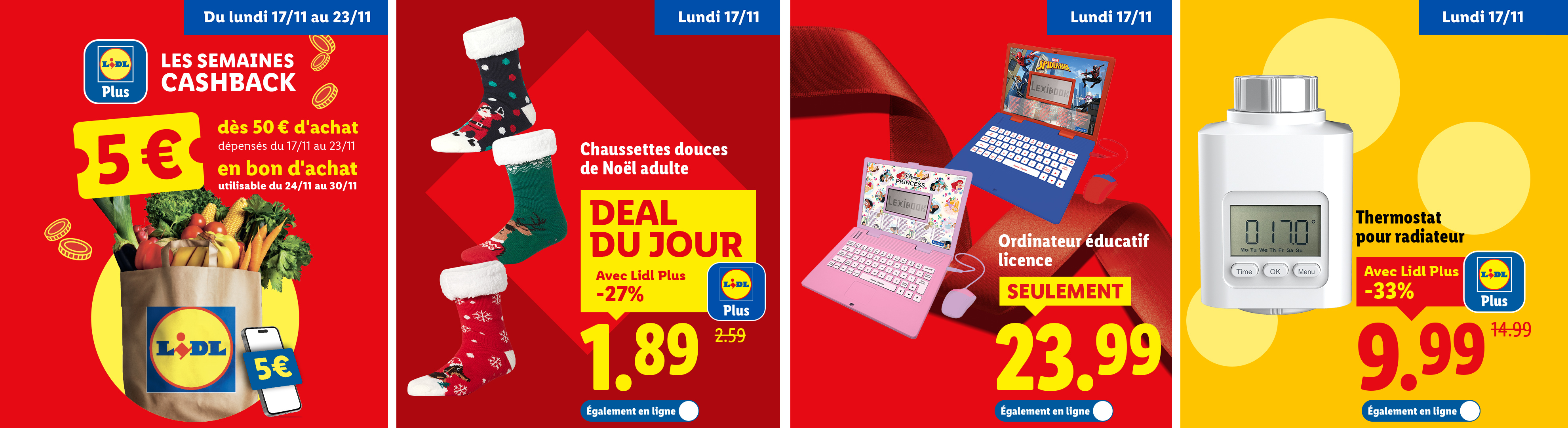 Cette semaine chez Lidl : des chaussettes de Noël, des ordinateurs éducatifs et un thermostat de radiateur.