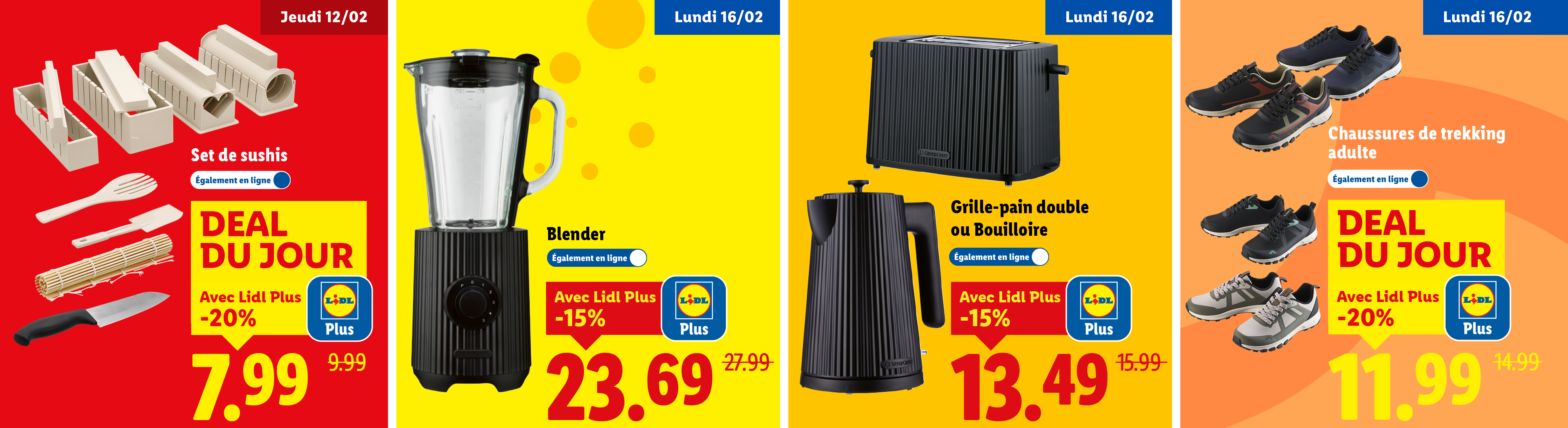 Offres du jour : kit à sushis, blender, grille-pain/bouilloire et chaussures de trekking.