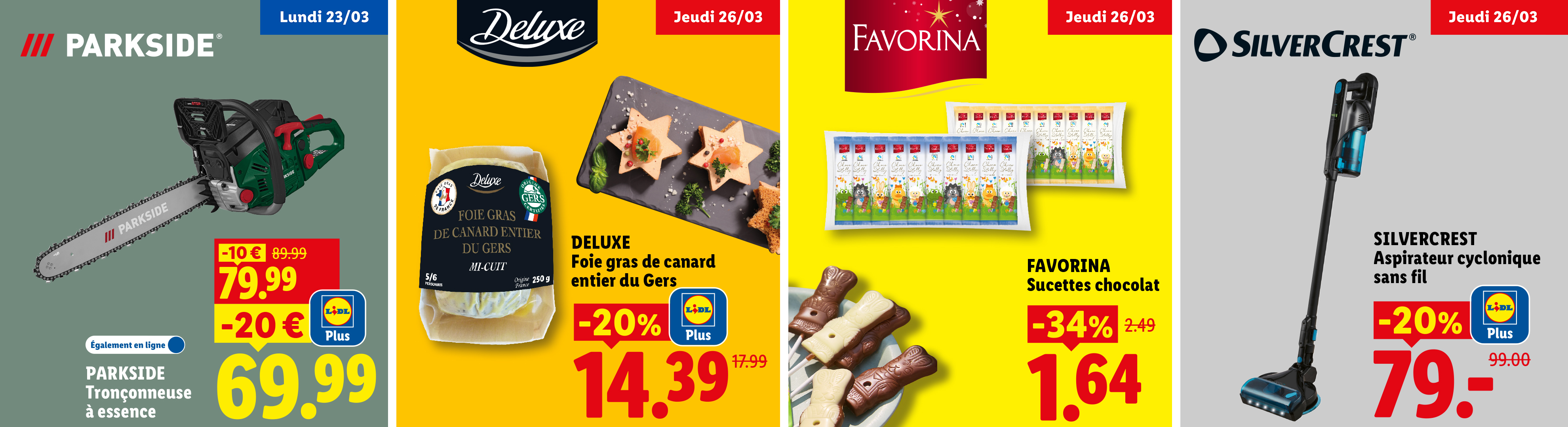 Tronçonneuse, foie gras de canard, sucettes au chocolat et aspirateur cyclonique sans fil.