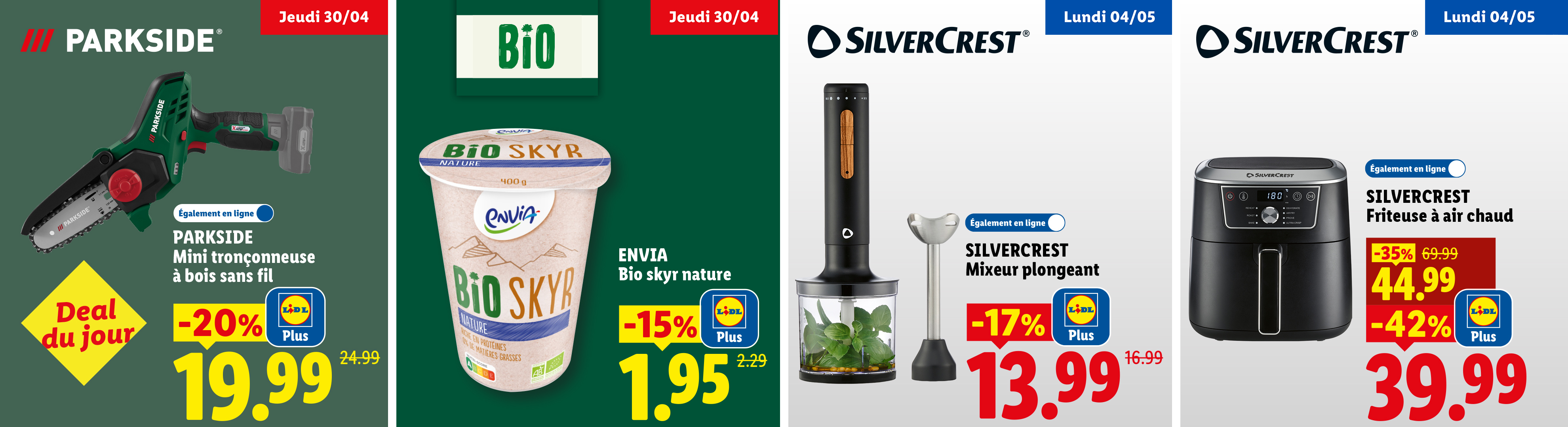 Cette semaine chez Lidl : -20% sur une mini tronçonneuse grâce à Lidl Plus et d'autres promos incroyables sur du skyr nature, un mixeur plongeant et une friteuse à air chaud.
