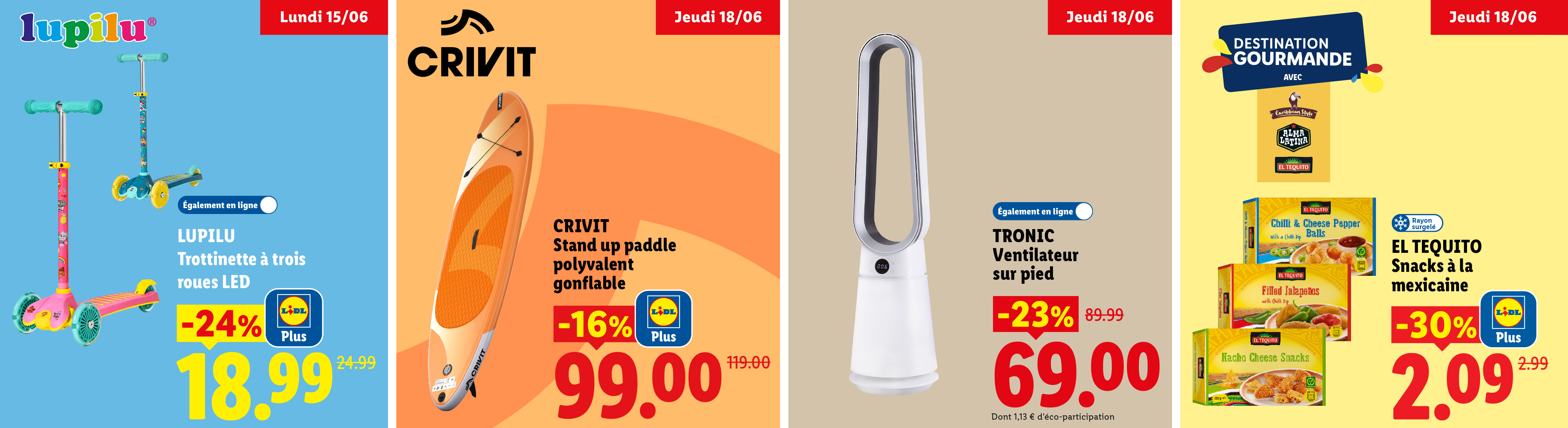 Le Jeudi 18/06, profitez de -16% sur un Stand up paddle gonflable grâce à votre carte Lidl Plus, soit 99€ au lieu de 119€ !