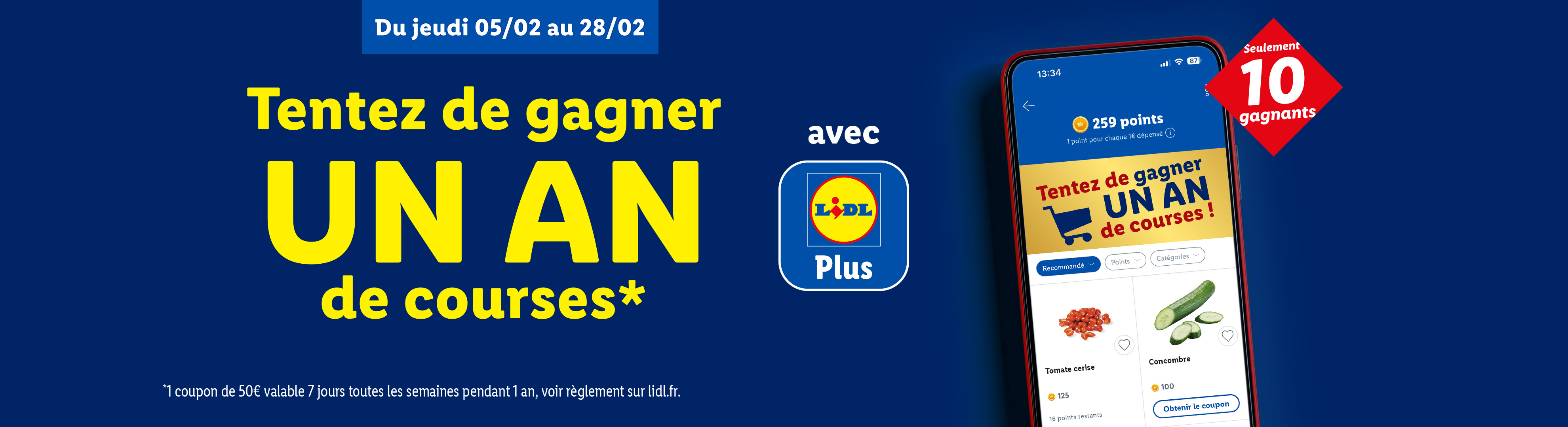 Tentez de gagner un an de courses avec Lidl Plus