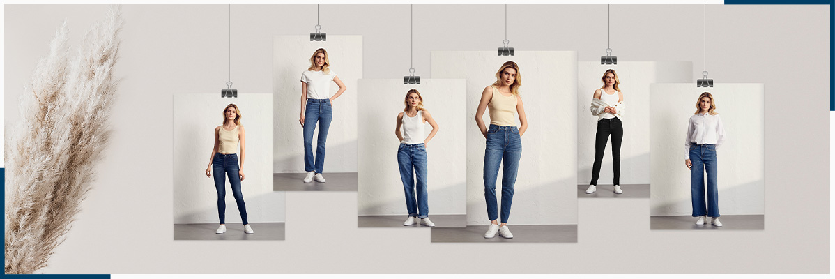 Collection de jeans aux styles variés.