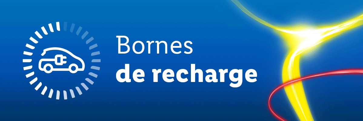Bornes de recharge pour véhicules électriques.