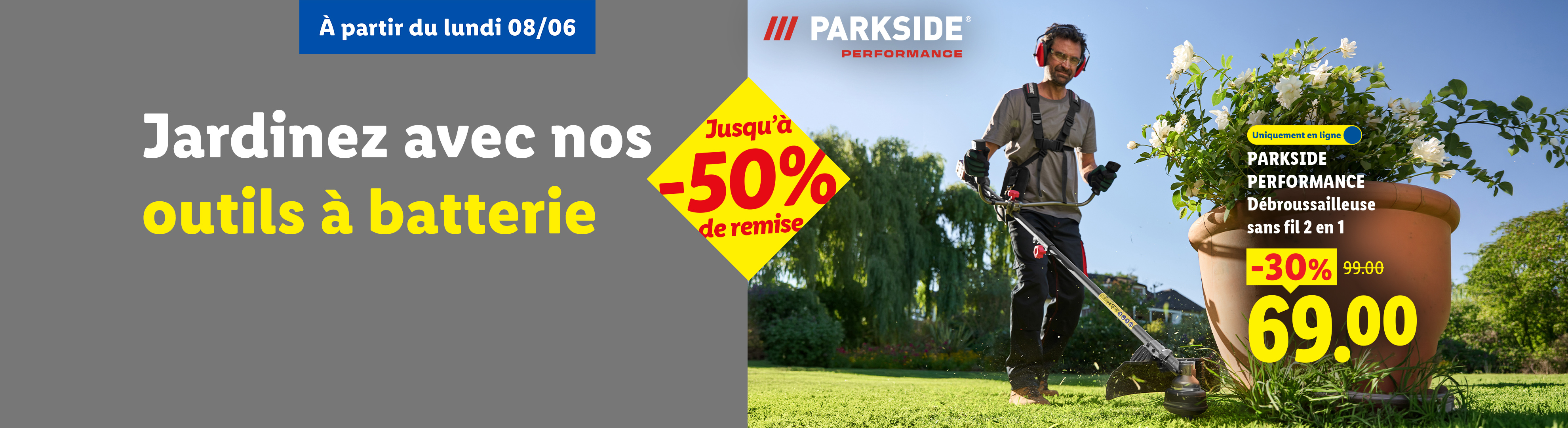 Débroussailleuse sans fil à 69€ au lieu de 99€ soit -30% de réduction sur le produit. 