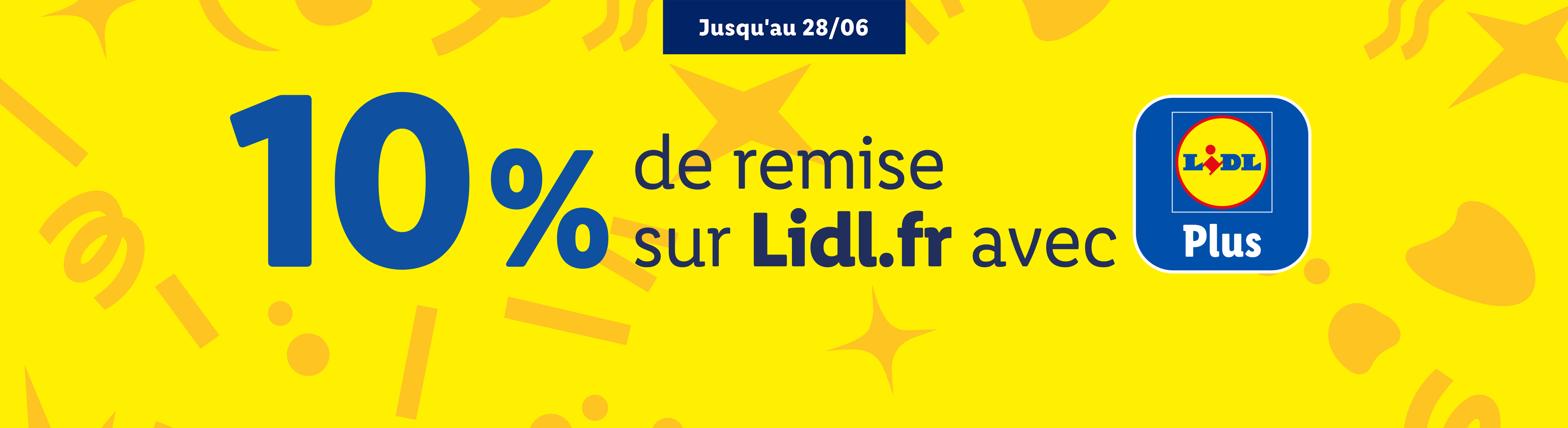 Uniquement en ligne : 10% de remise sur Lidl.fr avec Lidl Plus, jusqu'au 28/06.