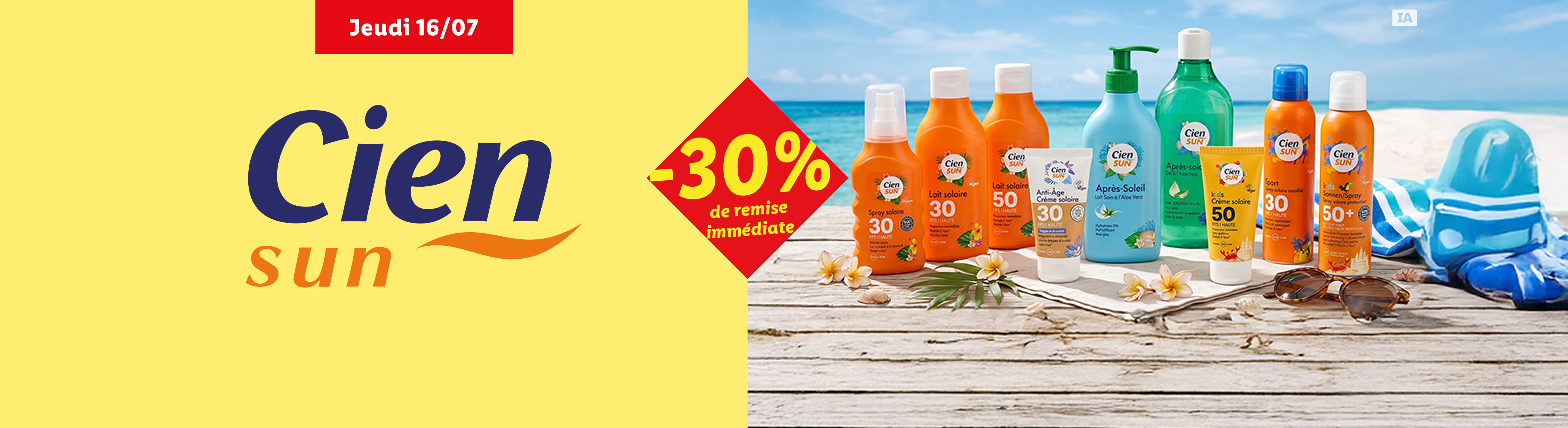 Profitez de -30% de remise immédiate sur les produits de la gamme Cien Sun