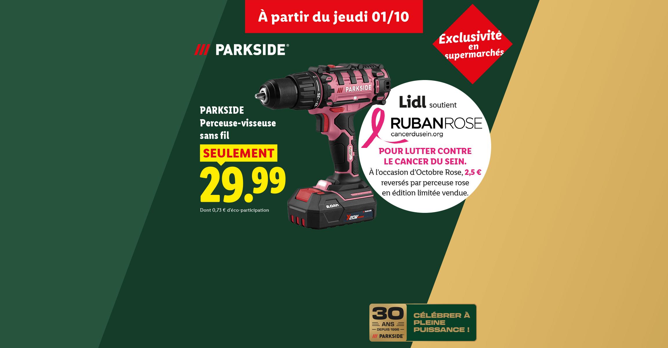 Perceuse-visseuse sans fil rose en édition limitée pour Octobre Rose à 29,99 €.