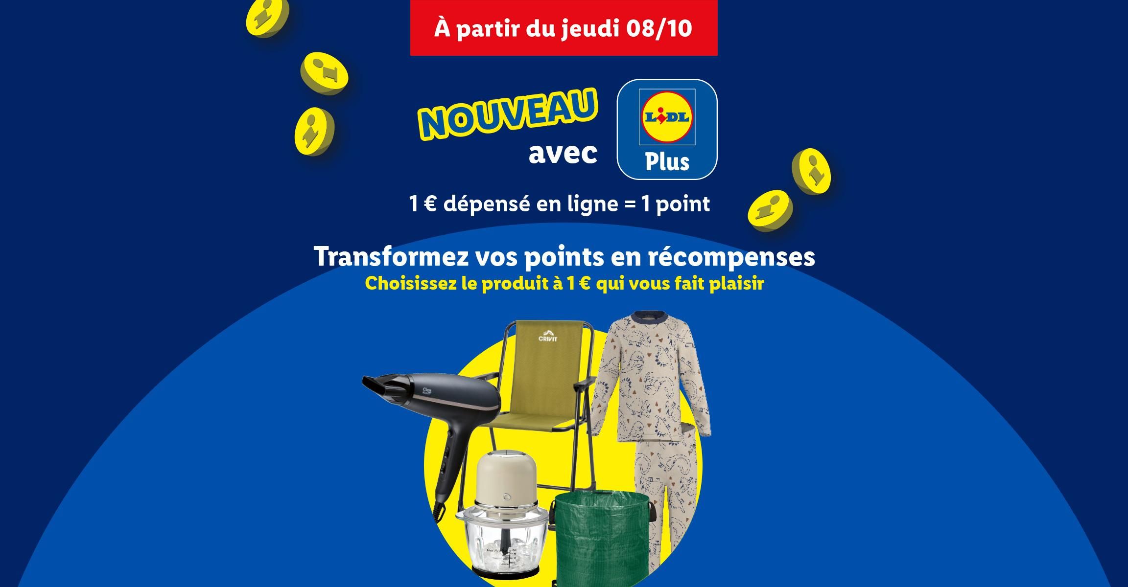 Bannière publicitaire pour un programme de fidélité avec divers articles ménagers et de loisirs.
