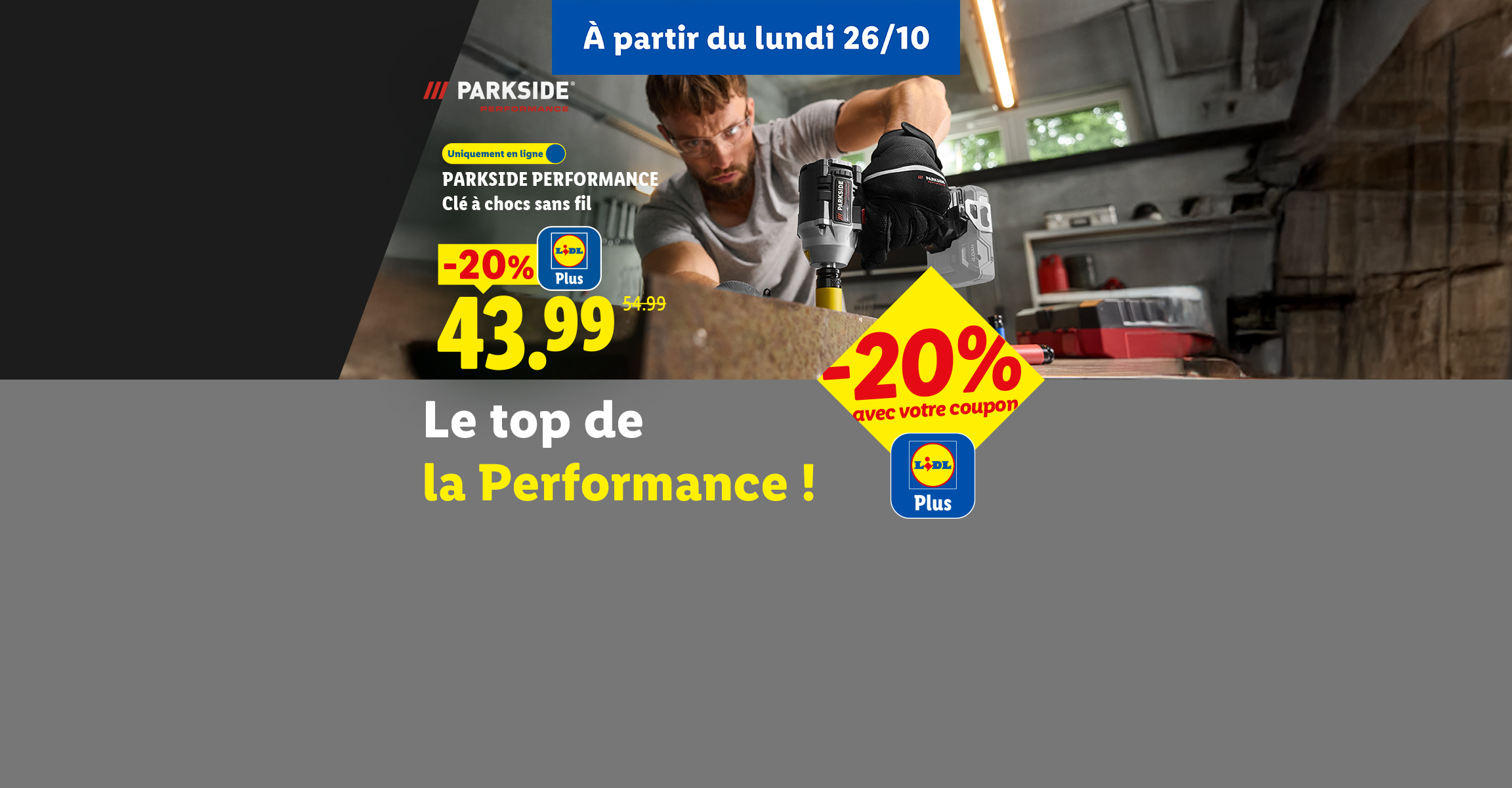 Clé à chocs sans fil en promotion à 43,99 € au lieu de 54,99 € avec coupon.
