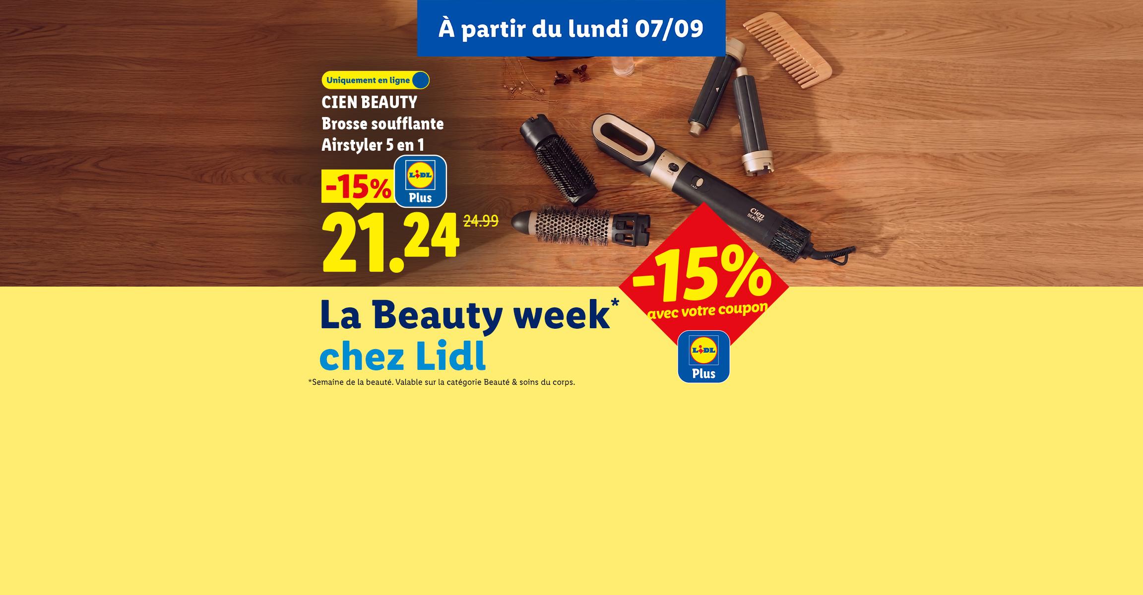 Du 7 au 13/09, profitez de -15% de remise sur la catégorie Beauté & Soins du corps, uniquement en ligne