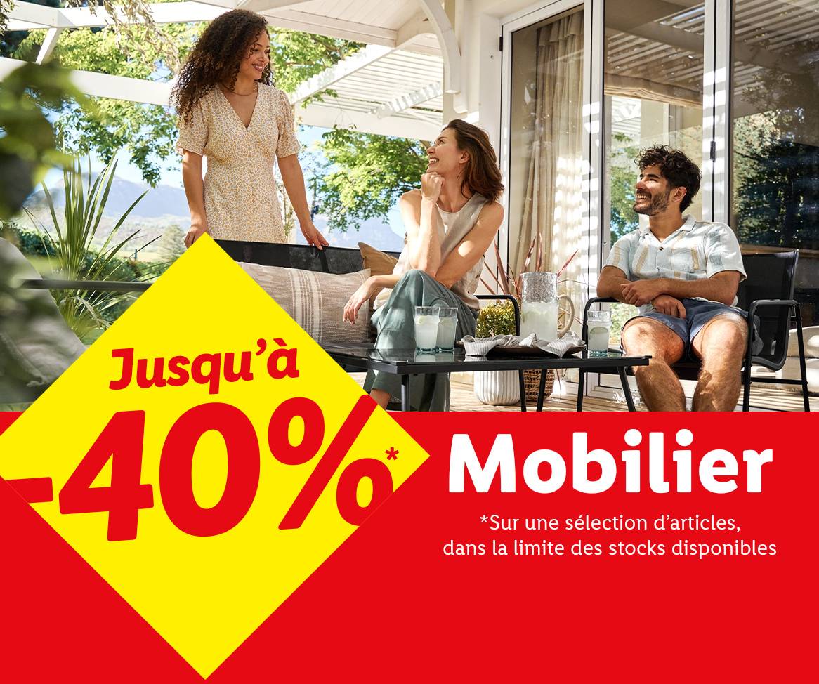 Jusqu'à -40% sur une sélection de mobilier de jardin.