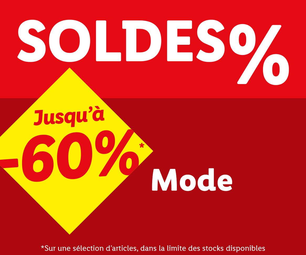 Soldes jusqu'à -60% sur une sélection d'articles Mode.