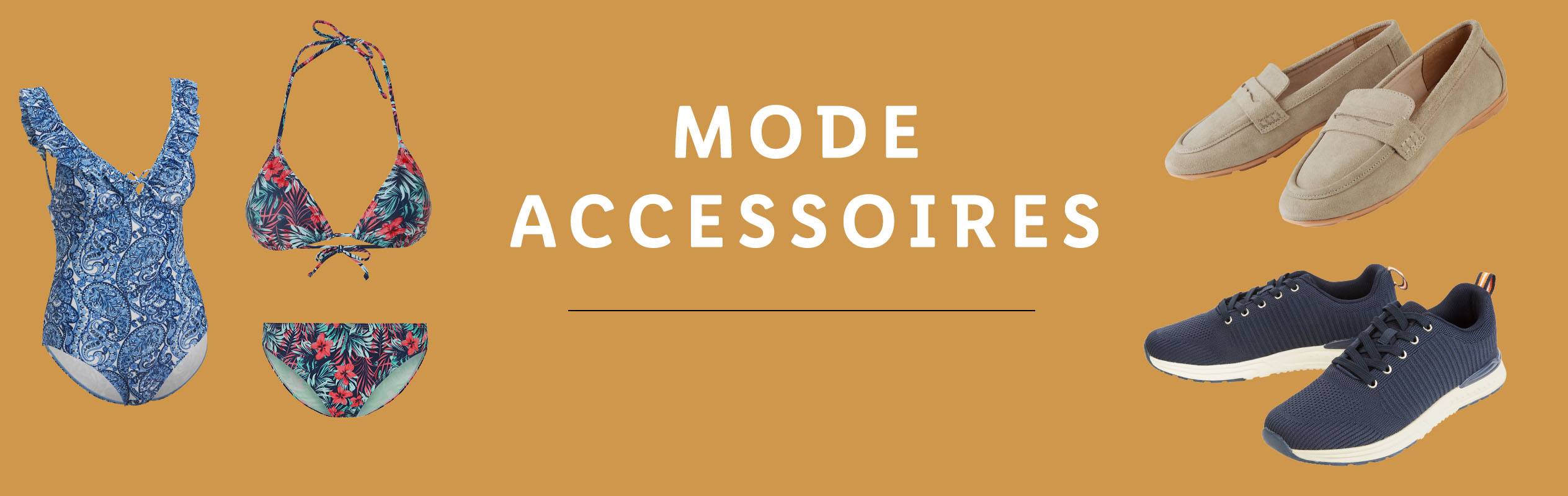 Maillots de bain, chaussures et accessoires de mode.