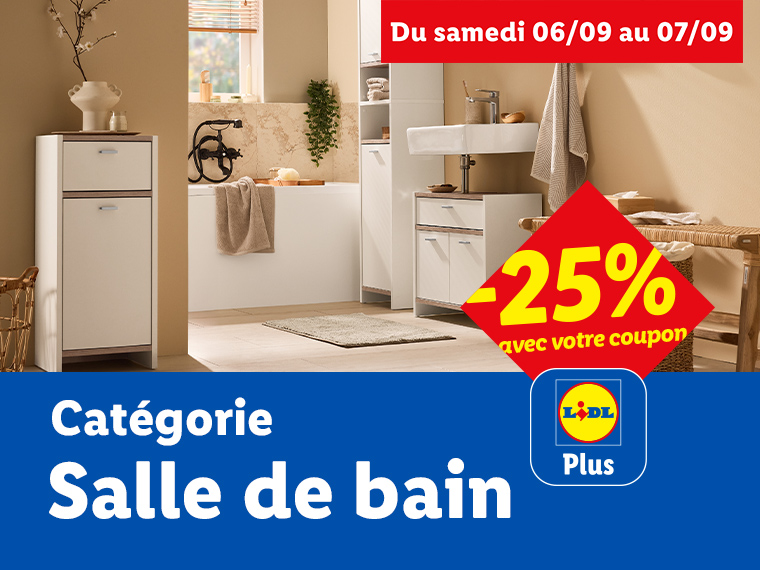 Meubles de salle de bain et accessoires avec une réduction de 25% chez Lidl.