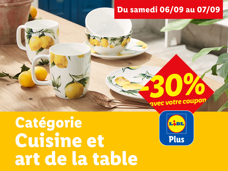 Réduction de 30% sur la catégorie art de la table
