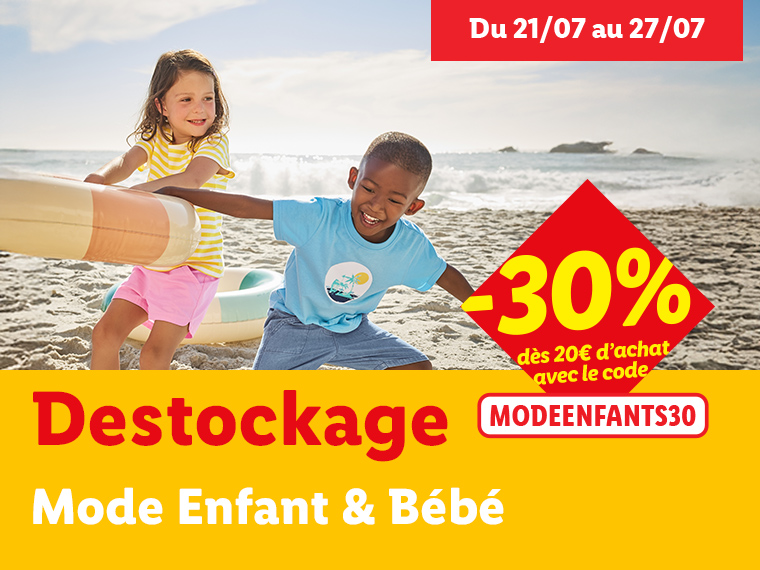 Soldes mode enfant et bébé : -30% dès 20€ avec le code MODEENFANTS30.
