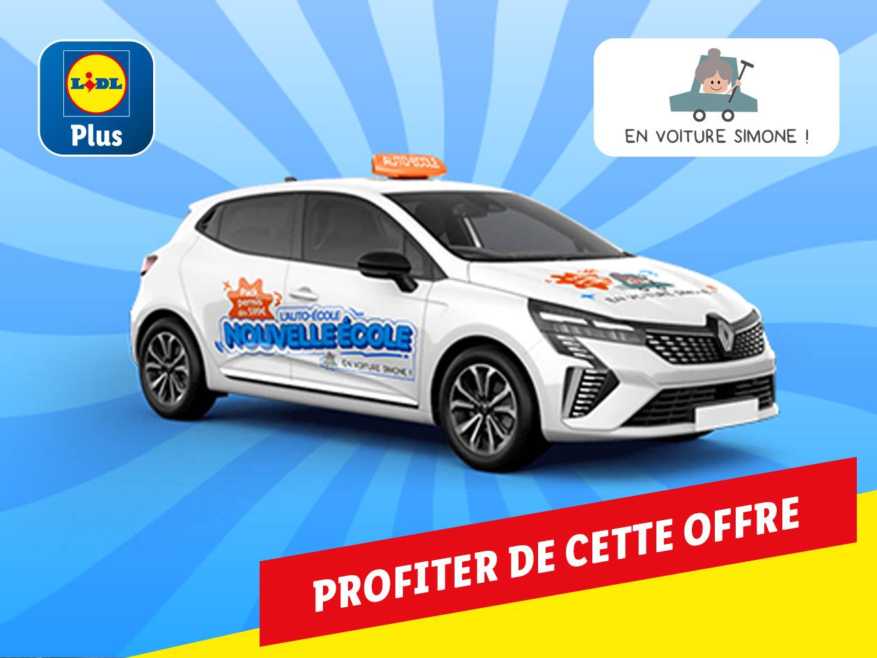 Offre Lidl Plus : -110€ sur ton permis en boîte manuelle avec En Voiture Simone