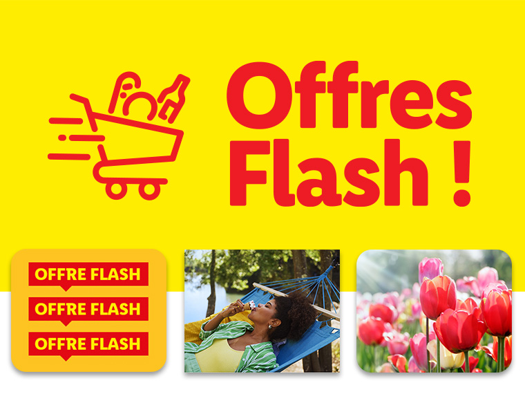 Offres flash ! Profitez de réductions sur vos courses et plus encore.